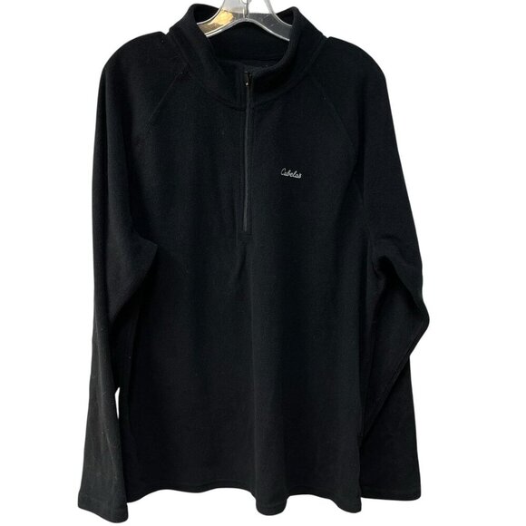 Cabela's Pullover Fleece Heavyweight Quarter Zip Thermal Jacket Black Sz Large - Picture 1 of 5